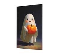 Woshuwo Smiling Ghost Holding A Halloween Pumpkin Canvas Wall Art Poster Aesthetic Print Painting For Dorm Bedroom Living Room,30x45cm Framed