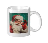 Woshuwo Smiling Santa Claus Waving Gloves Hand Ok Ceramic Cup, Elegant Coffee Mug Tee Drinkware Water Cup for Home Office 11oz