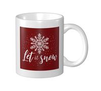 Woshuwo Snowflake On Red Let It Snow Ceramic Cup, Elegant Coffee Mug Tee Drinkware Water Cup for Home Office 11oz