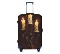 Woshuwo Spooky Candelabra with Three Lit Candles Elastic Travel Luggage Covers Dustproof Scratch-Resistant Suitcase Protector Fit 22-24 Inch