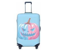 Woshuwo Spooky Cartoon Pumpkin Pink Blue Elastic Travel Luggage Covers Dustproof Scratch-Resistant Suitcase Protector Fit 22-24 Inch