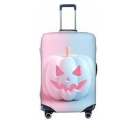 Woshuwo Spooky Cartoon Pumpkin Pink White Blue Elastic Travel Luggage Covers Dustproof Scratch-Resistant Suitcase Protector Fit 22-24 Inch