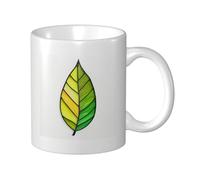 Woshuwo Stained Glass A Single Large Elongated Leaf Ceramic Cup, Elegant Coffee Mug Tee Drinkware Water Cup for Home Office 11oz