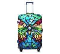 Woshuwo Stained Glass Butterfly Elastic Travel Luggage Covers Dustproof Scratch-Resistant Suitcase Protector Fit 22-24 Inch