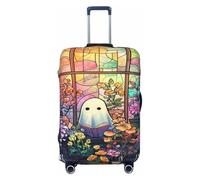 Woshuwo Stained Glass Ghost Reading A Book Elastic Travel Luggage Covers Dustproof Scratch-Resistant Suitcase Protector Fit 22-24 Inch