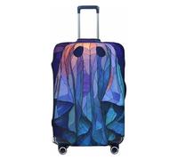 Woshuwo Stained Glass Ghost with Dark Spooky Elastic Travel Luggage Covers Dustproof Scratch-Resistant Suitcase Protector Fit 22-24 Inch