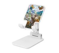 Woshuwo Stained Glass Highland Cow Sunflowers Foldable Cell Phone Stand Adjustable Angle Height Desktop Portable Cellphone Cradle Compatible With All Smartphone White-Style