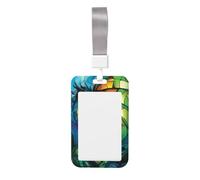 Woshuwo Stained Glass Majestic Green Dragon Sliding Id Badge Holder Hard Plastic Work Card Case Name Tag Protector for Nurses Office