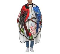 Woshuwo Stained Glass Red Blue Bird Hair Cutting Apron,Salon Barber Apron For Adult