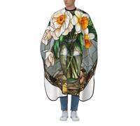 Woshuwo Stained Glass Spring Flowers In Glass Bottle Hair Cutting Apron,Salon Barber Apron For Adult