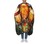 Woshuwo Stained Glass Three Cute Birds Hair Cutting Apron,Salon Barber Apron For Adult