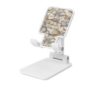 Woshuwo Stone Wall Texture Foldable Cell Phone Stand Adjustable Angle Height Desktop Portable Cellphone Cradle Compatible With All Smartphone White-Style