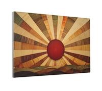 Woshuwo Sun Rising Over The Horizon Canvas Wall Art Aesthetic Poster Print Painting For Dorm Living Room,30x45cm Framed