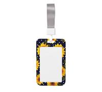 Woshuwo Sunflowers with Polka Dots Sliding Id Badge Holder Hard Plastic Work Card Case Name Tag Protector for Nurses Office