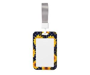 Woshuwo Sunflowers with Polka Dots Sliding Id Badge Holder Hard Plastic Work Card Case Name Tag Protector for Nurses Office