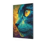 Woshuwo Surreal Cat Portrait Canvas Wall Art Poster Aesthetic Print Painting For Dorm Bedroom Living Room,30x45cm Framed