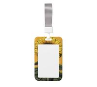 Woshuwo Tall Sunflower Modern Sliding Id Badge Holder Hard Plastic Work Card Case Name Tag Protector for Nurses Office