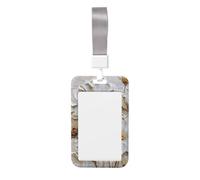 Woshuwo Textured White Floral Daisy Large Botanical Sliding Id Badge Holder Hard Plastic Work Card Case Name Tag Protector for Nurses Office