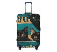 Woshuwo Three Black Cat Vintage Text are You Pooping Elastic Travel Luggage Covers Dustproof Scratch-Resistant Suitcase Protector Fit 22-24 Inch