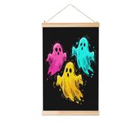 Woshuwo Three Colorful Ghosts Linen Hanging Painting, Linen Wall Art Home Art Piece Modern Artwork Farmhouse Decor 40x60 Cm