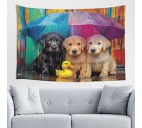 Woshuwo Three Puppies Duck Sitting Under Umbrella Tapestry Wall Art For Bedroom Living Room Dorm Modern Aesthetic Tapestry For Parties Backdrop Banner 60x40 Inch