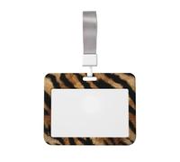 Woshuwo Tiger Skin Graphic Pattern Sliding Id Badge Holder Hard Plastic Work Card Case Name Tag Protector for Nurses Office