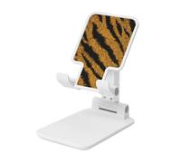 Woshuwo Tiger Skin Pattern Black Stripes Golden Orange Foldable Cell Phone Stand Adjustable Angle Height Desktop Portable Cellphone Cradle Compatible With All Smartphone White-Style