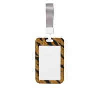 Woshuwo Tiger Skin Pattern Black Stripes Golden Orange Sliding Id Badge Holder Hard Plastic Work Card Case Name Tag Protector for Nurses Office