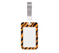 Woshuwo Tiger Stripes Sliding Id Badge Holder Hard Plastic Work Card Case Name Tag Protector for Nurses Office