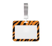 Woshuwo Tiger Stripes Sliding Id Badge Holder Hard Plastic Work Card Case Name Tag Protector for Nurses Office
