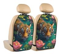 Woshuwo Tiger Swimming In The Water Car Seat Back Kick Protectors,2 Pack Kick Mats With Storage Pockets For Vehicles To Protect From Dirt Mud Scratches