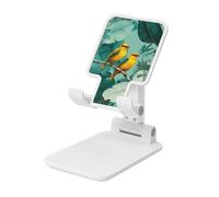 Woshuwo Tropical Yellow Bird On Branch Foldable Cell Phone Stand Adjustable Angle Height Desktop Portable Cellphone Cradle Compatible With All Smartphone White-Style