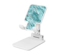 Woshuwo Turquoise Marble Smooth Polished Stone Texture Foldable Cell Phone Stand Adjustable Angle Height Desktop Portable Cellphone Cradle Compatible With All Smartphone White-Style