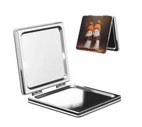 Woshuwo Two Cute Ghosts In An Autumn Forest Travel Makeup Mirror Double-Sided Pu Leather Portable Compact Pocket Magnifying Mirrors