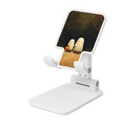 Woshuwo Two Cute Ghosts Walking Forest Path Foldable Cell Phone Stand Adjustable Angle Height Desktop Portable Cellphone Cradle Compatible With All Smartphone White-Style