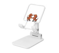 Woshuwo Two Dachshunds Rollerblading Holding Hands Foldable Cell Phone Stand Adjustable Angle Height Desktop Portable Cellphone Cradle Compatible With All Smartphone White-Style
