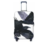 Woshuwo Two Flying Ravens Birds Elastic Travel Luggage Covers Dustproof Scratch-Resistant Suitcase Protector Fit 22-24 Inch