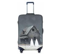 Woshuwo Two Ghosts Abandoned House Foggy Elastic Travel Luggage Covers Dustproof Scratch-Resistant Suitcase Protector Fit 22-24 Inch
