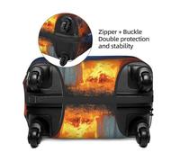 Woshuwo Two Ghosts Standing Around A Campfire Elastic Travel Luggage Covers Dustproof Scratch-Resistant Suitcase Protector Fit 22-24 Inch