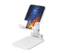 Woshuwo Two Ghosts Standing Around A Campfire Foldable Cell Phone Stand Adjustable Angle Height Desktop Portable Cellphone Cradle Compatible With All Smartphone White-Style