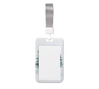 Woshuwo Two Small Log Cabins in The Snow Sliding Id Badge Holder Hard Plastic Work Card Case Name Tag Protector for Nurses Office