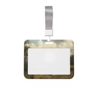 Woshuwo Two White Ghosts Hill River Classic Sliding Id Badge Holder Hard Plastic Work Card Case Name Tag Protector for Nurses Office