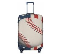 Woshuwo Vintage Baseball On American Flag Elastic Travel Luggage Covers Dustproof Scratch-Resistant Suitcase Protector Fit 22-24 Inch
