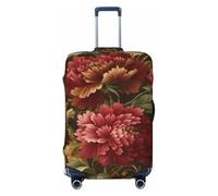 Woshuwo Vintage Botanical Orange Gold Flowers Elastic Travel Luggage Covers Dustproof Scratch-Resistant Suitcase Protector Fit 22-24 Inch