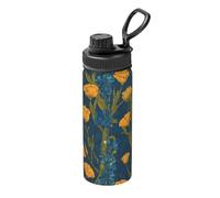 Woshuwo Vintage Botanical Poppy And Lupine Sports Water Bottle 18oz Stainless Insulated Water Bottles Leak Proof Hot And Cold Flask Travel Cup For Hiking Biking