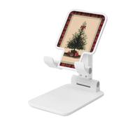 Woshuwo Vintage Christmas Tree Classic Red Black Plaid Foldable Cell Phone Stand Adjustable Angle Height Desktop Portable Cellphone Cradle Compatible With All Smartphone White-Style