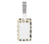 Woshuwo Vintage Christmas Tree Pattern Sliding Id Badge Holder Hard Plastic Work Card Case Name Tag Protector for Nurses Office