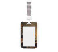 Woshuwo Vintage Ghost Reading Old Book Under Candlelight Sliding Id Badge Holder Hard Plastic Work Card Case Name Tag Protector for Nurses Office