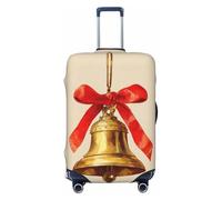 Woshuwo Vintage Golden Bell with A Red Ribbon Bow Elastic Travel Luggage Covers Dustproof Scratch-Resistant Suitcase Protector Fit 22-24 Inch