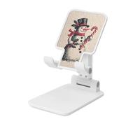 Woshuwo Vintage Holiday Snowman Candy Cane Linocut Foldable Cell Phone Stand Adjustable Angle Height Desktop Portable Cellphone Cradle Compatible With All Smartphone White-Style